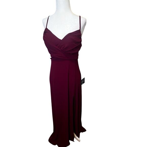 NWT LuLus Event Ready Burgundy Backless Lace-Up Maxi Dress size small - Picture 9 of 11